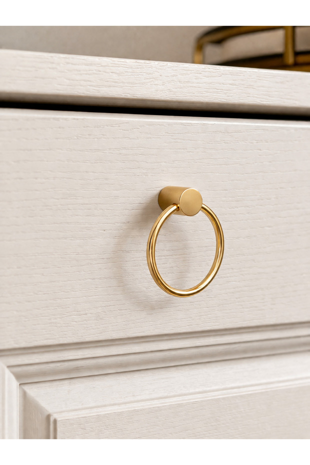 Gold Color Ring Drawer Knob – Modern Metal Cabinet Handle – Set of 5 – Stylish and Durable Design