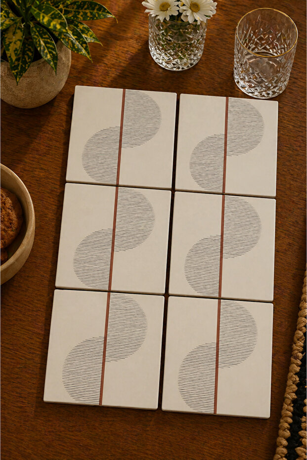 Abstract Modern Design Set of 6 Coasters - Uv Printing Mdf - 10X10 cm