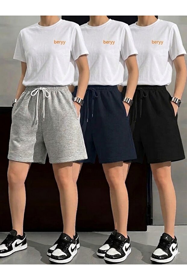 3 Pieces Black-Grey-Navy Blue Oversize Fit Shorts Comfortable Fit Anti-Sweat