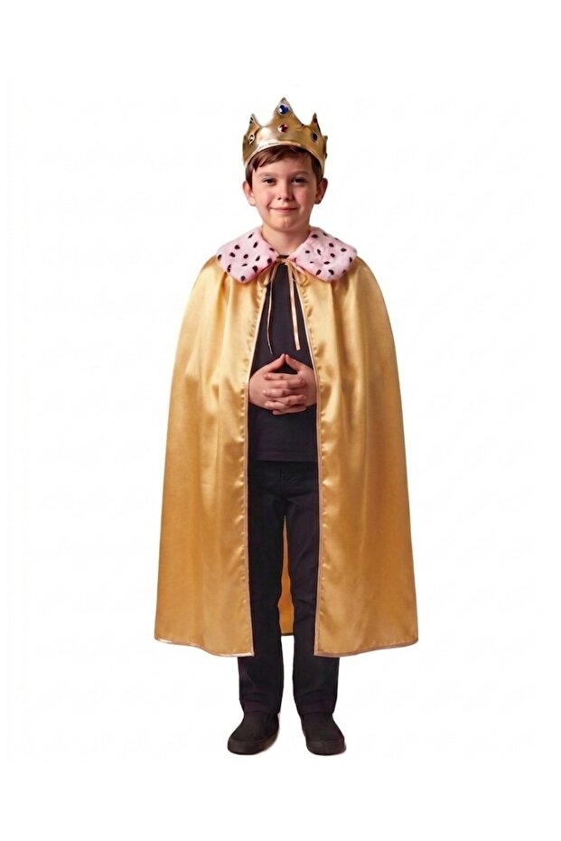 King's Cloak and Crown Set Children's Gold Yellow