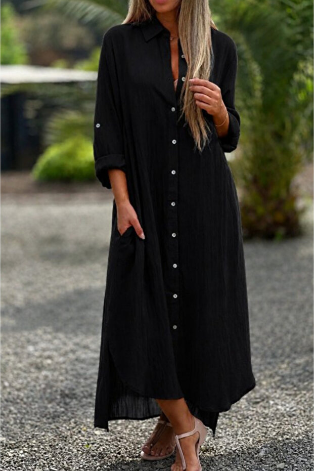 Women's Long Loose Shirt Dress