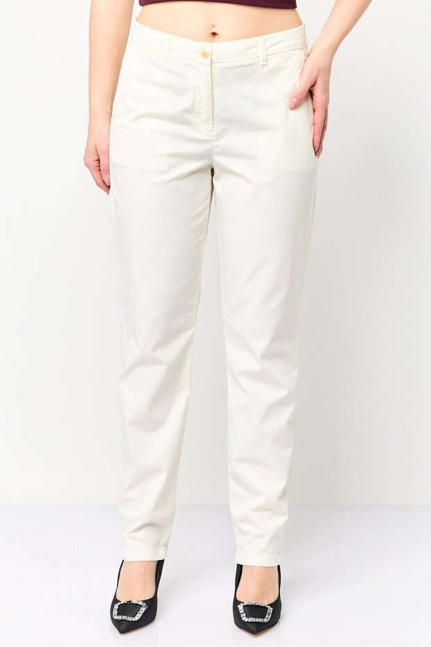 Women Regular Fit Solid Chino Pants, ivory