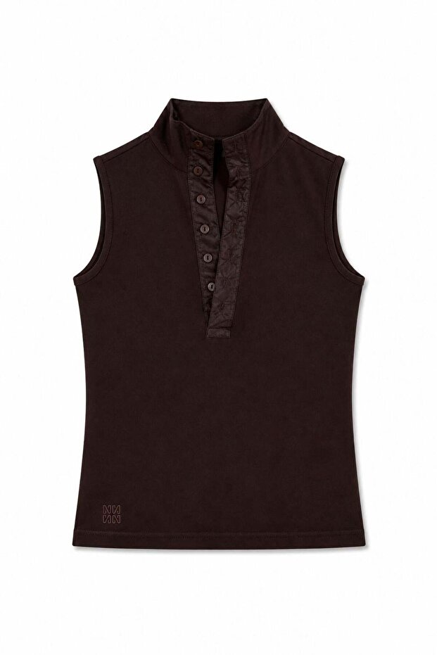Buttoned Brown Blouse - 1