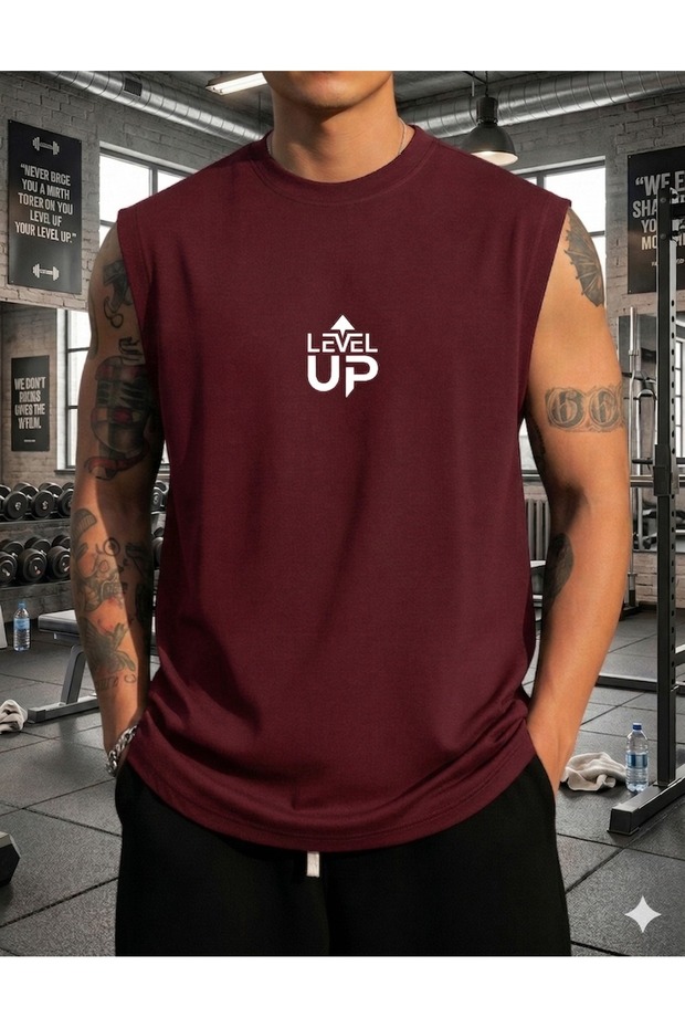 Level up Printed Men's Zero Sleeve Sportsman Sleeveless Tshirt