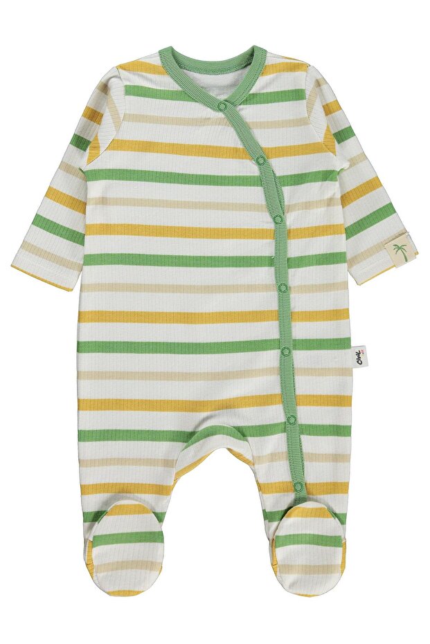 Striped 1-9 Month Jumpsuit - Ecru