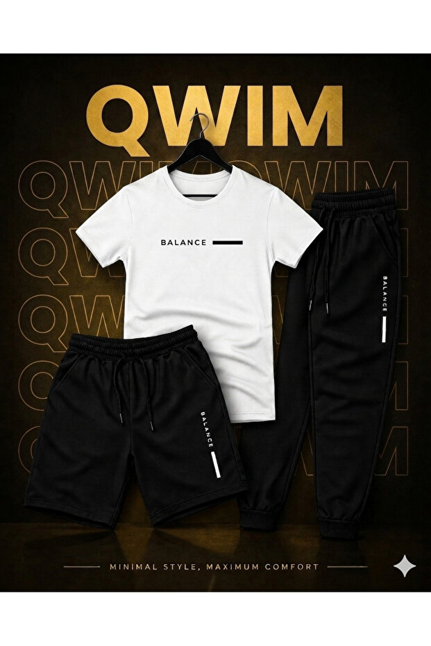 Qwim Stylish 3-Piece Printed T-Shirt-Shorts-Sweatpants Set