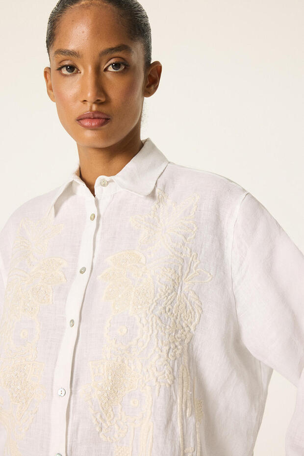 Beaded Linen Shirt