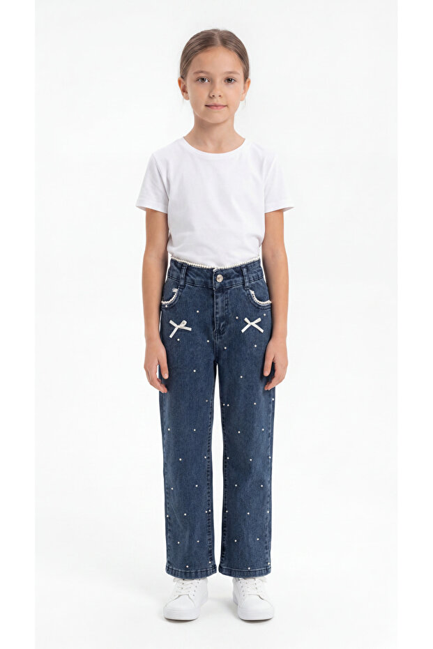 Bow and Stone Decorated Girls' Jeans