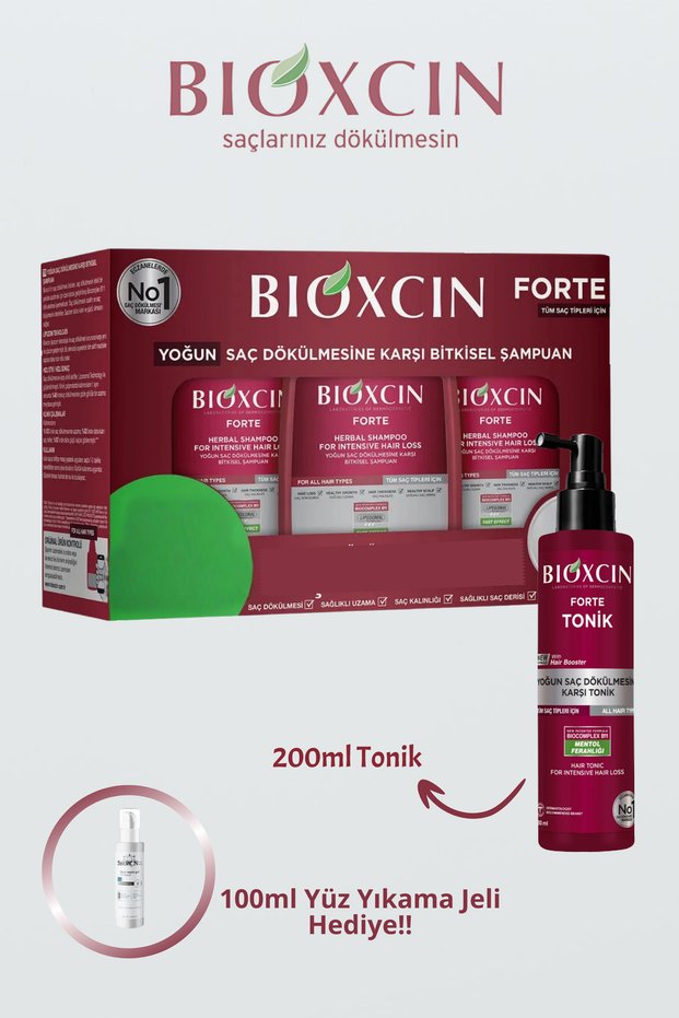 Forte Intensive Anti-Hair Loss Shampoo and Tonic Duo (3X300Ml - 200ml) + Facial Cleansing Gel Gift