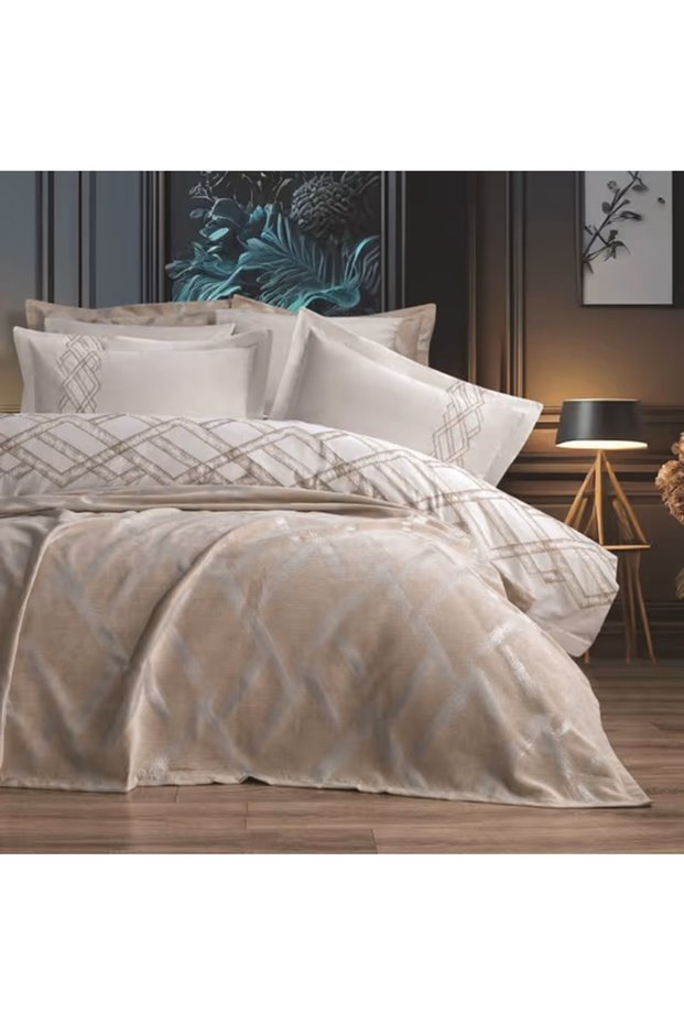 Bella Home 7 Piece April Double Pique Bedspread Bridal Set %100 Organic Cotton - New Colors
