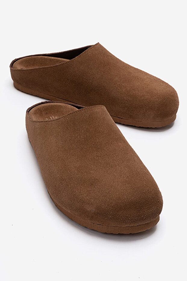 Vegone Men's Genuine Leather Slippers Tan Suede