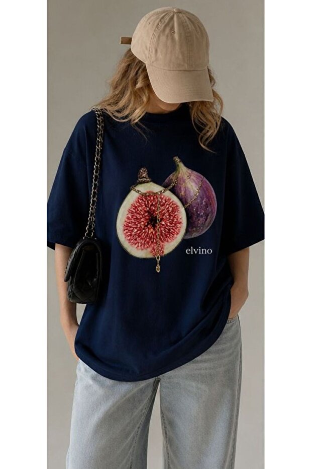 Summer Special Fig Printed Crew Neck Cotton White Women'S/Men's Unisex Oversize Tshirt