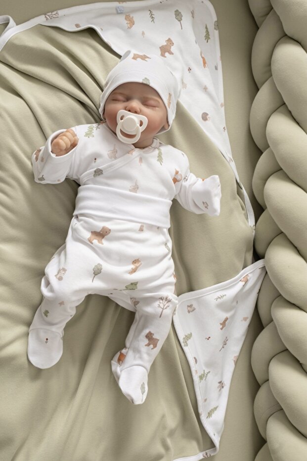 Natural Modal Cotton Newborn Baby Booties Bottom L Forest