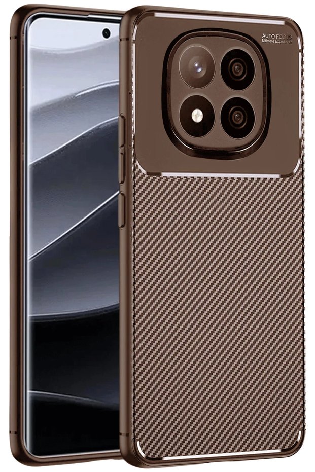 Ilkeshop New Redmi Note 14 Pro Plus Case Auto Focus Carbon Cover (213332) - Brown