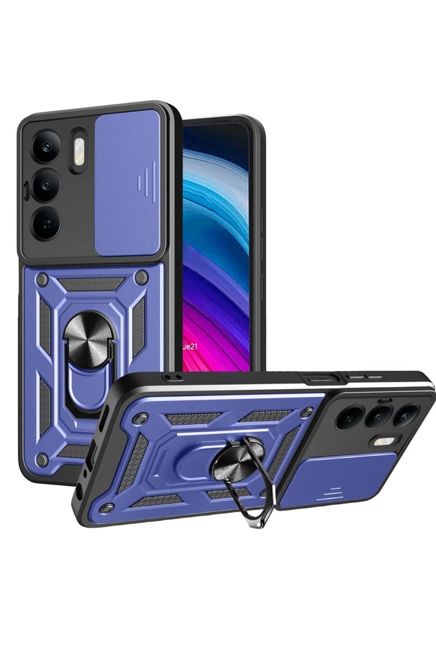 Ilkeshop New Realme C75 4g Case Pars Lens Ring Silicone (214715) - Navy Blue
