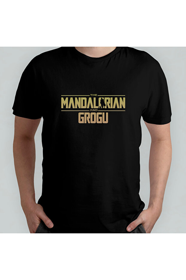 The Mandalorian and Grogu Unisex 100% Cotton Crew Neck T-Shirt Model 1
