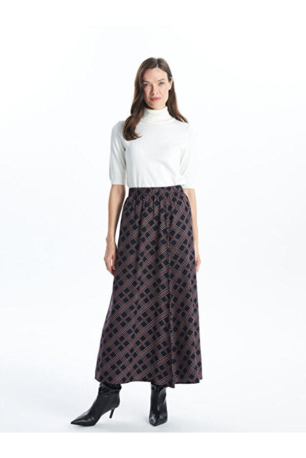 Patterned Women's Skirt with Elastic Waist