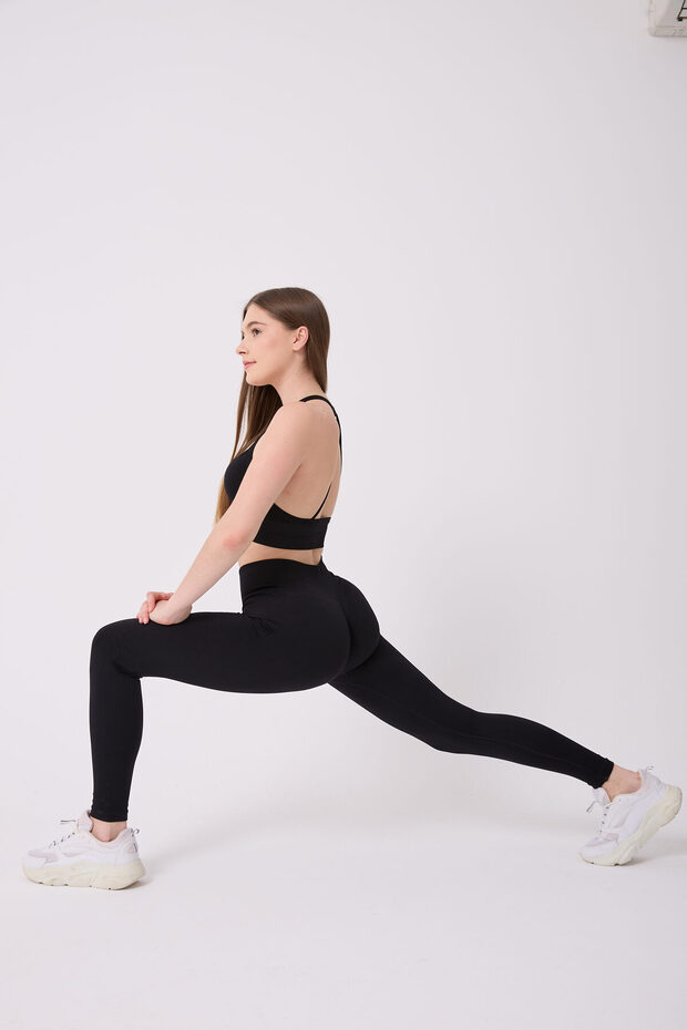 Comfy Model High Waist Gathering Seamless Leggings with Gathered Back