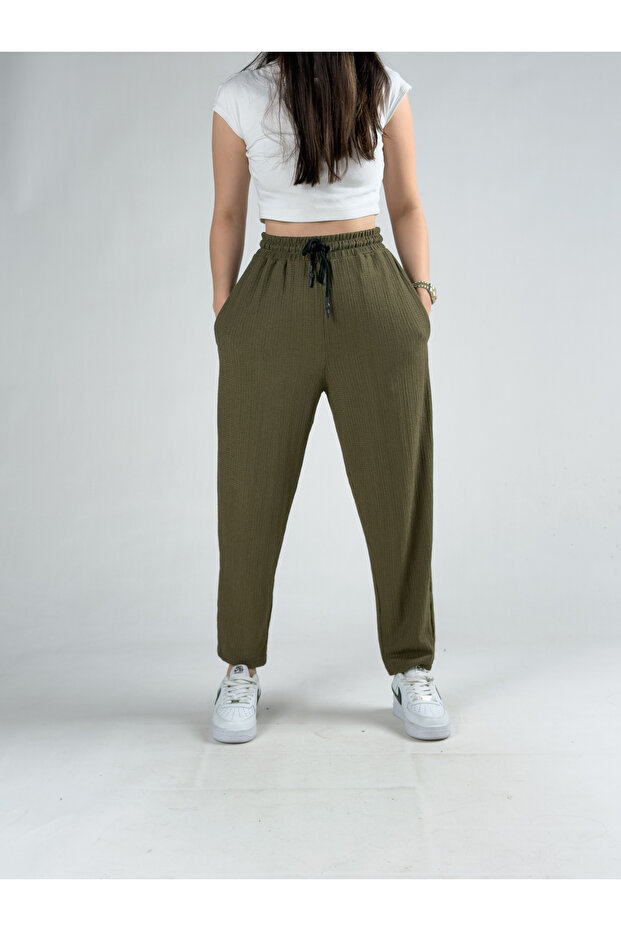 Bürümcük Khaki Women's Baguette Trousers Coc3186