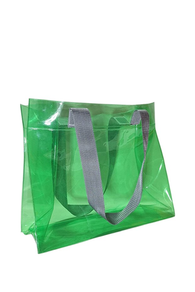R&M Promotional Waterproof Transparent Pvc Women's Beach and Shoulder Bag - Green Color Optional Handle
