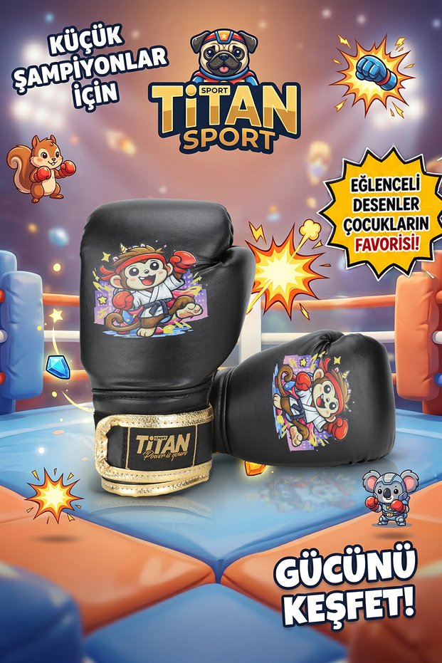 Children's Boxing Gloves Black Boxer Monkey