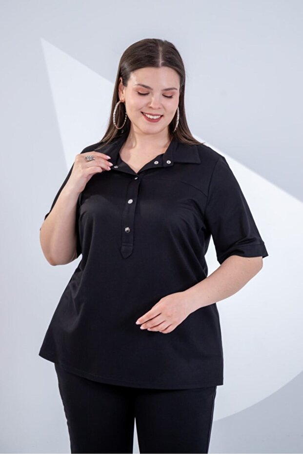 Women's Plus Size Blouse with Snap Detail
