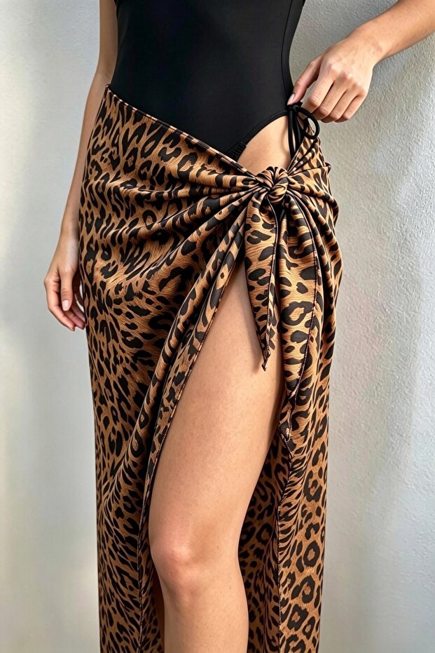 Leopard Print Non-Revealing Pareo Skirt