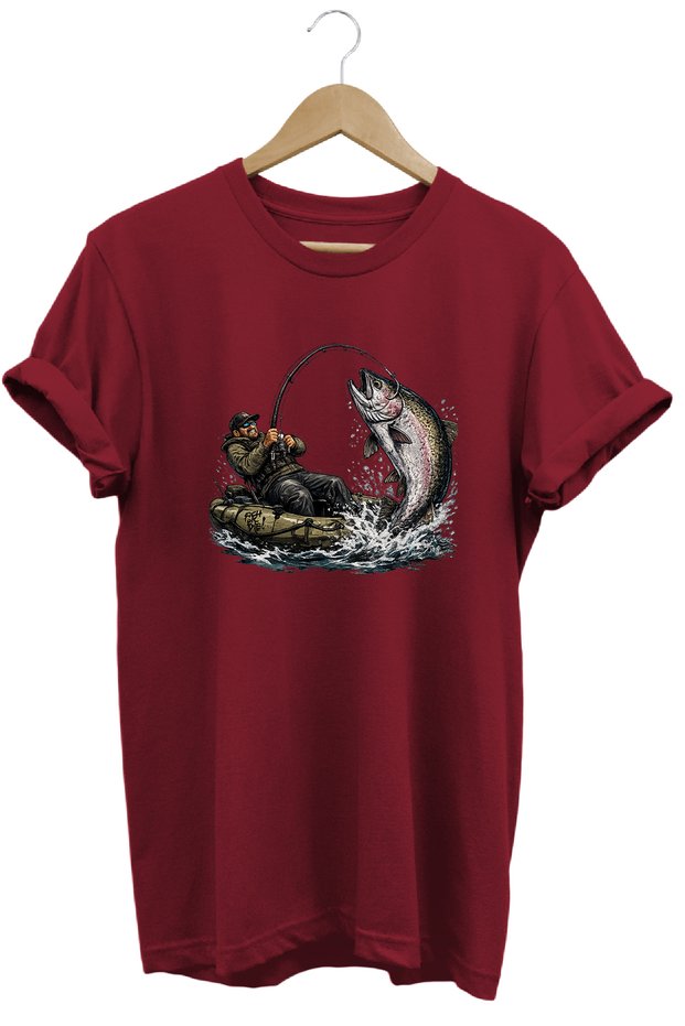 Sporty Fishing and Fishing Rod Printed Nature T-Shirt Outdoor Camping Wear