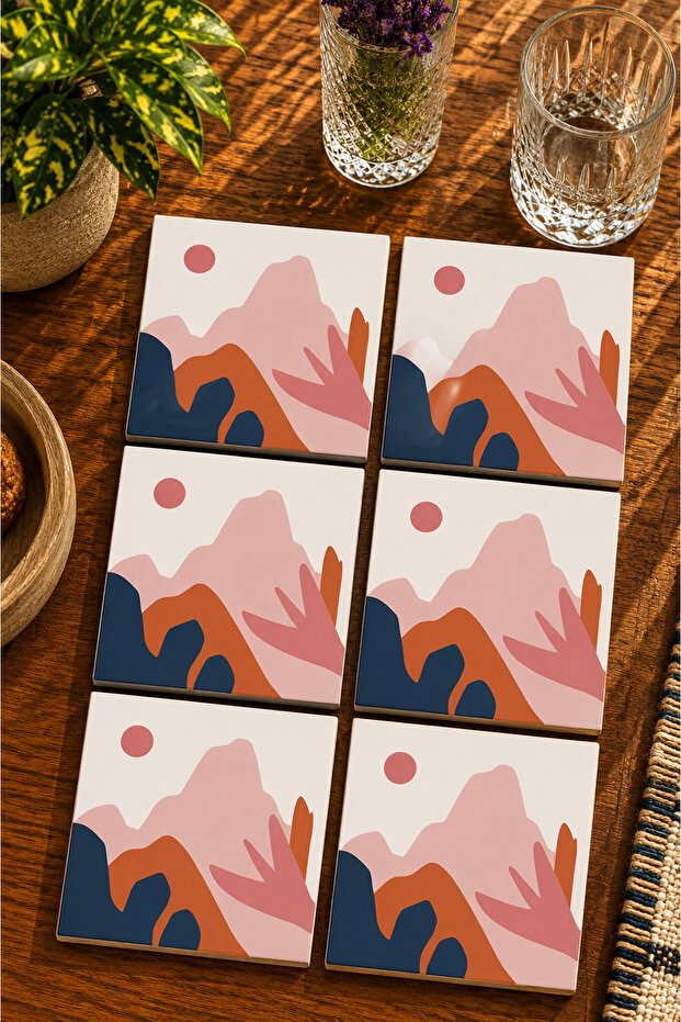Modern Design Set of 6 Coasters - Uv Printing Mdf - 10X10 cm