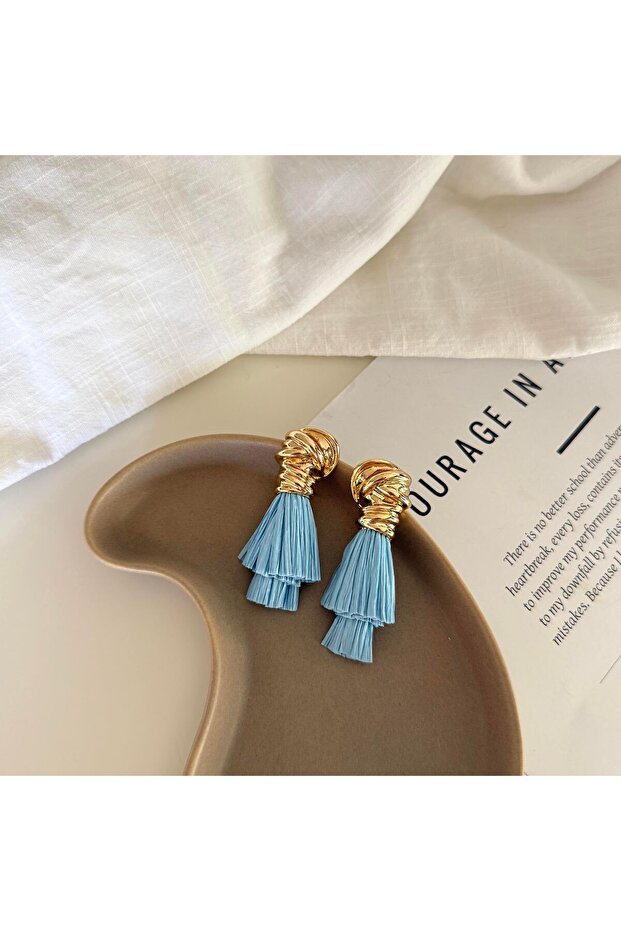 Blue Tassel Earrings