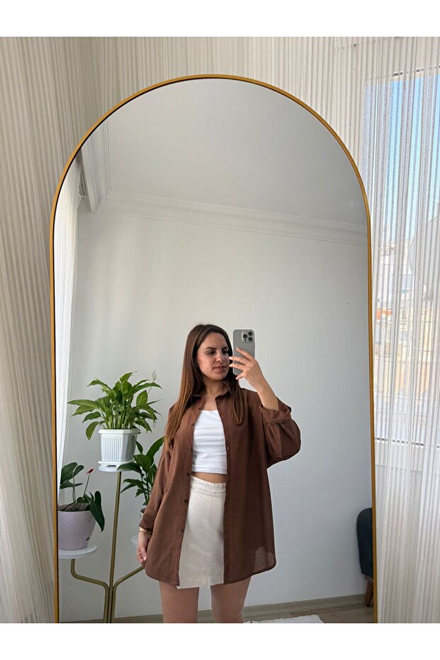 oversize keten gömlek