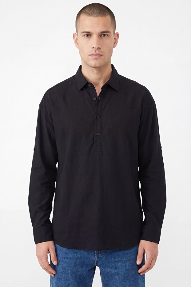Men's York Cotton Fabric Half Placket Shirt