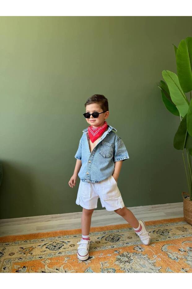 Men's Denim Shorts Set