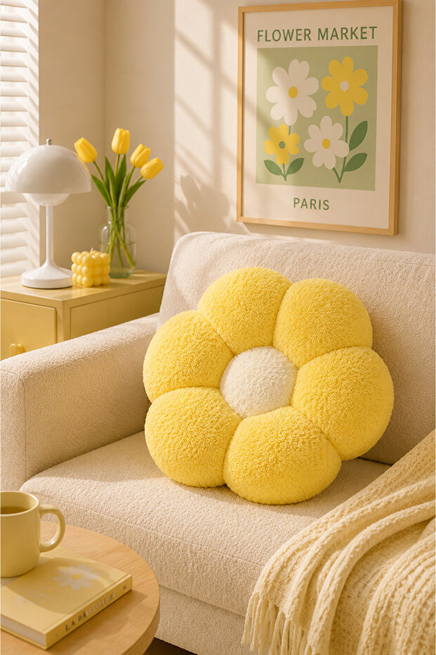 Cute Daisy Shaped Soft Pillow - Aesthetic Flower Shaped Decorative Pillow