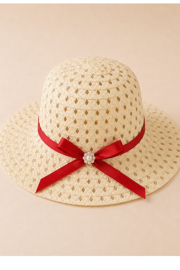 Children's Straw Hat Bow Pattern