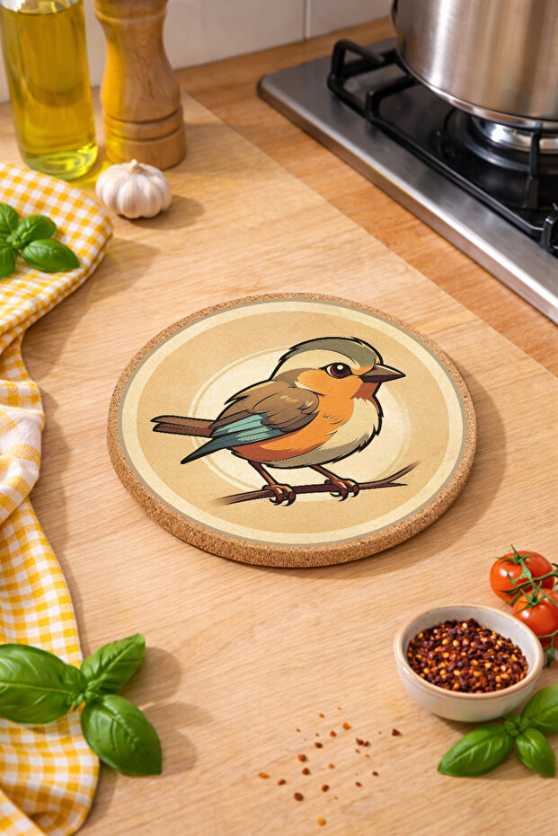 Cute Bird Mushroom Trivet Pot Pan Coaster 19cm Diameter 1cm Thickness