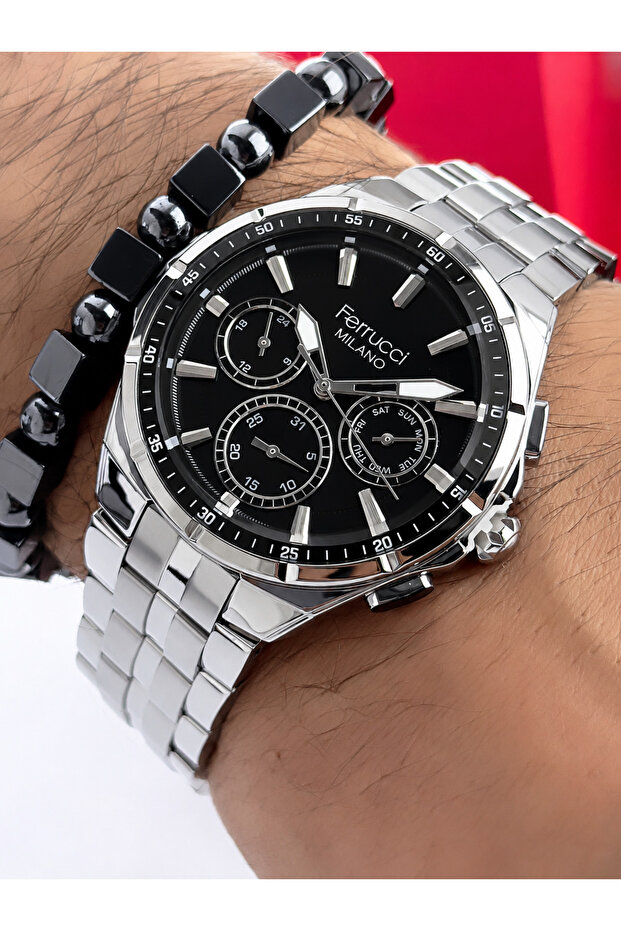 Men's Wristwatch with Steel Cord Function 3 Atm Waterproof with 2 Years Warranty+Bracelet as a Gift