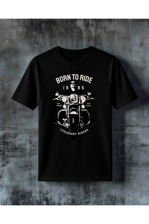 Born to Ride Motorcycle Printed Oversize T-Shirt