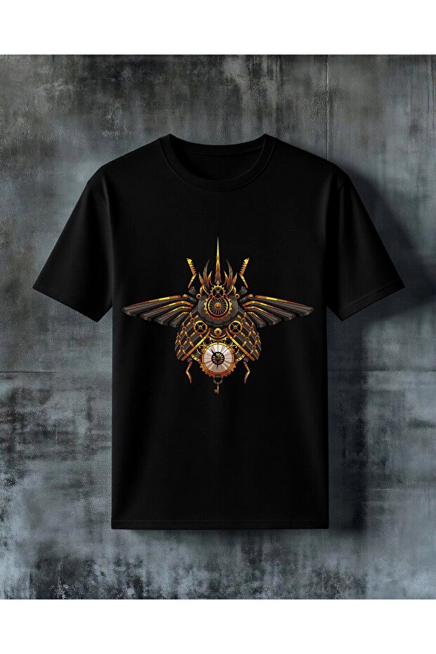 تي شيرت كبير الحجم مطبوع عليه تصميم steampunk bocek ميكانيكال