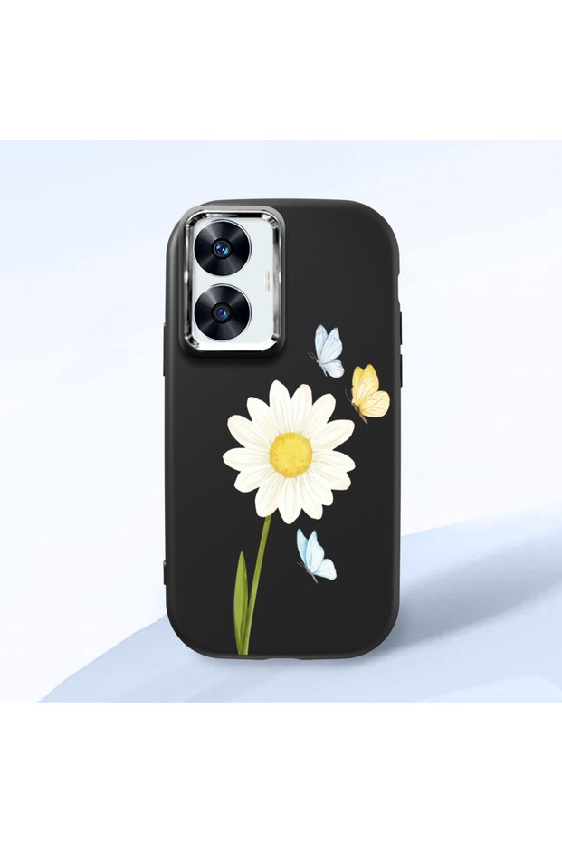 Realme C55 Compatible Shock-Absorbing Camera Protected Black Silicone Case