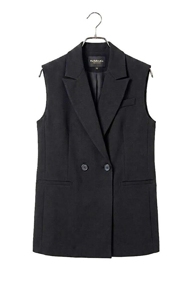 Women's oversized crossover sleeveless vest - black