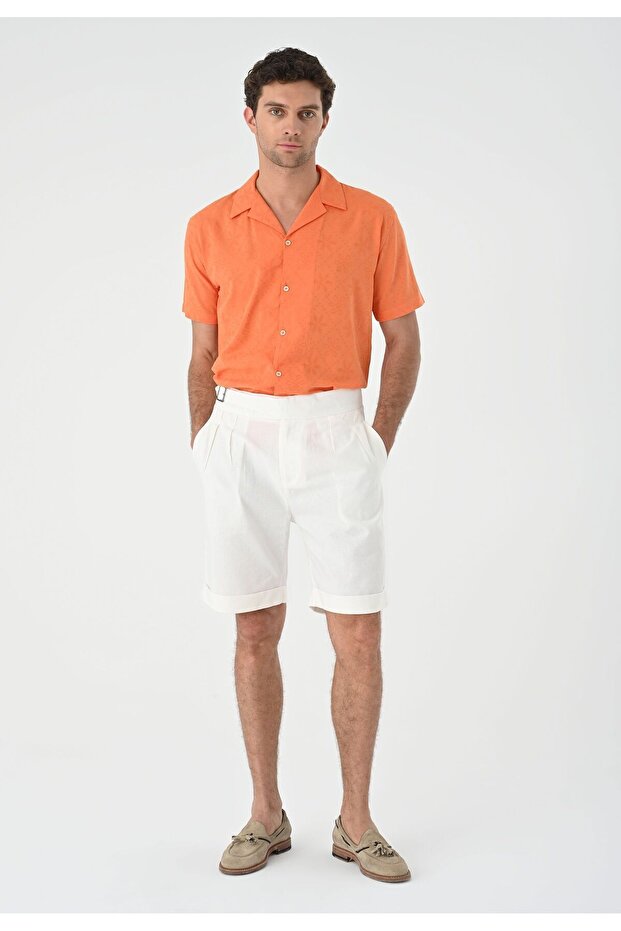 Apaş Collar Woven Patterned Shirt