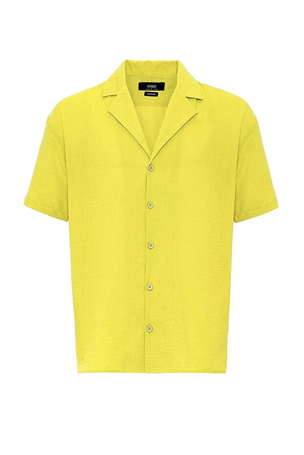 Apaş Collar Oversize Short Sleeve Men's Shirt