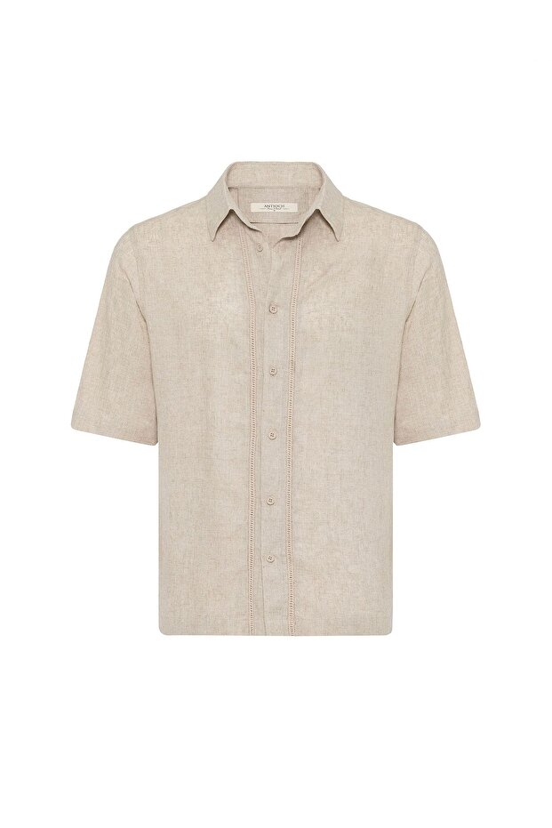 Linen blend relaxed fit men's shirt