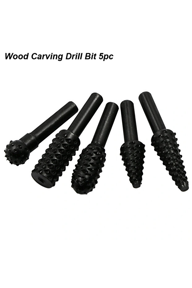 Wood Carving Bit 5pc Wood Carving Rasp Drill Bits 1/4 Shank Rotary Files Woodworking Burrs Grinding