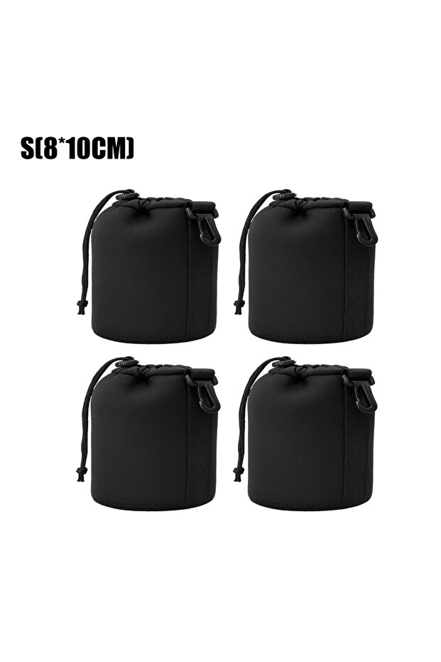 S-4PCS 1/4Pcs Camera Lens Pouch Bag Neoprene Waterproof Soft Video Camera Lens Pouch Bag Case For Ca