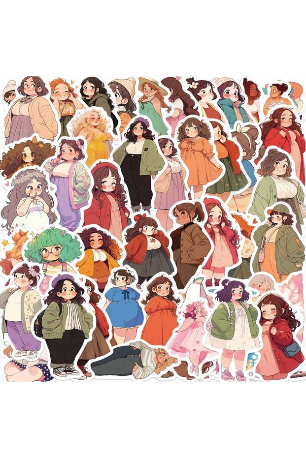 50PCS 50pcs Fat Cute Girl Stickers Cartoon Graffiti Decals Laptop Phone Guitar Skateboard Car Waterp