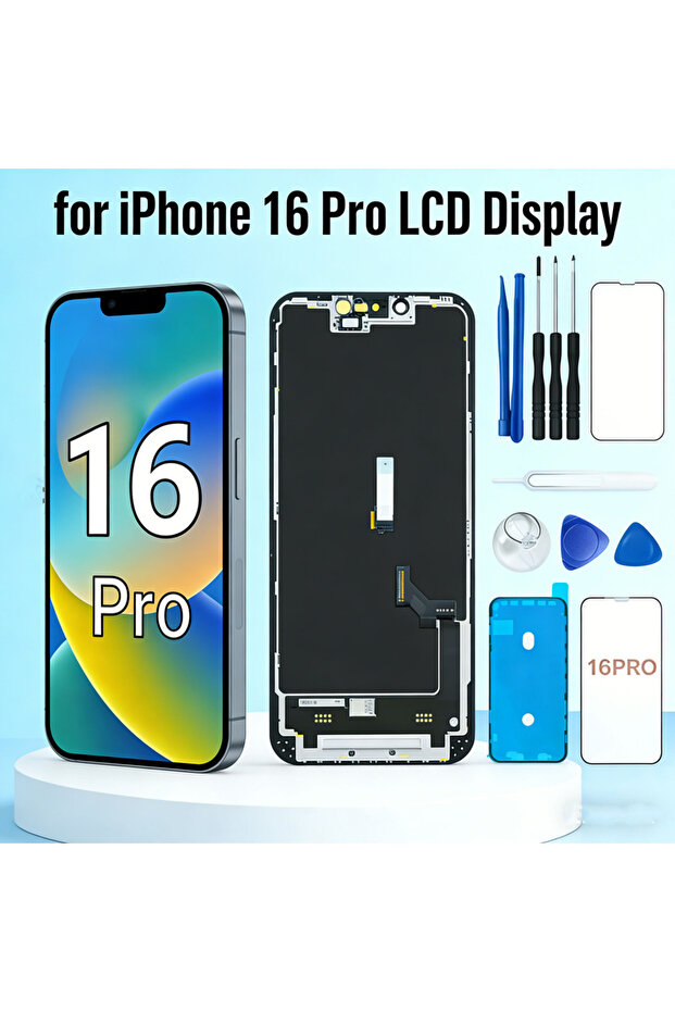 شاشة OLED 16pro لهاتف آيفون 16 برو، شاشة LCD تعمل باللمس مع تقنية اللمس ثلاثي الأبعاد للآيفون