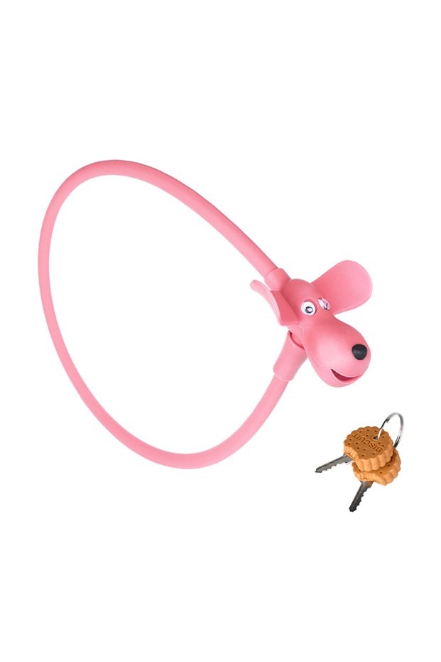 Pink Creative Cookie Puppy Bicycle Lock Anti-thief Portable Ring Steel Bike Lock Mountain Road Bike