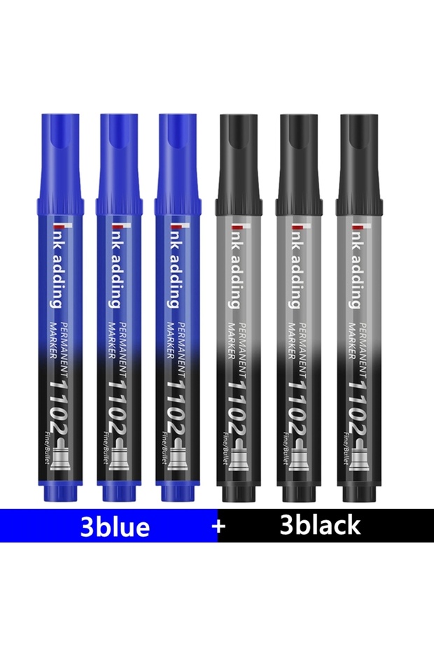 3blue 3black 1/10/100pcs 2mm Red Blue Ink Black Permanent Marker Pens, Fine Tip, Waterproof, Quick D